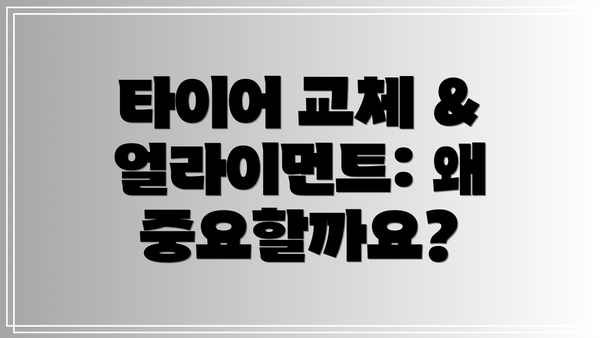 타이어 교체 & 얼라이먼트: 왜 중요할까요?