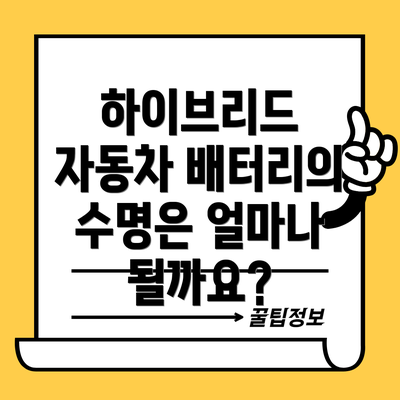 하이브리드 자동차 배터리의 수명은 얼마나 될까요?