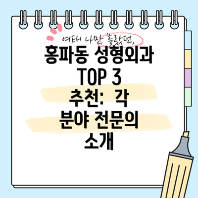 홍파동 성형외과 TOP 3 추천:  각 분야 전문의 소개