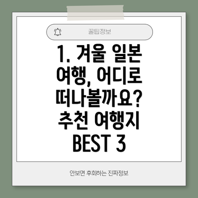 1. 겨울 일본 여행, 어디로 떠나볼까요? 추천 여행지 BEST 3