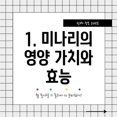 1. 미나리의 영양 가치와 효능