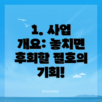 1. 사업 개요: 놓치면 후회할 절호의 기회!
