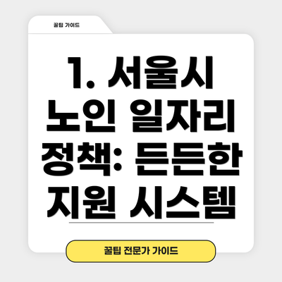 1. 서울시 노인 일자리 정책: 든든한 지원 시스템