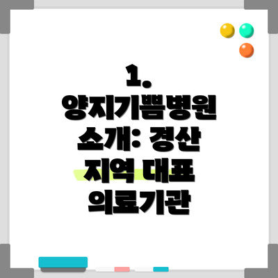 1. 양지기쁨병원 소개: 경산 지역 대표 의료기관