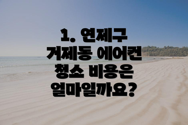 1. 연제구 거제동 에어컨 청소 비용은 얼마일까요?