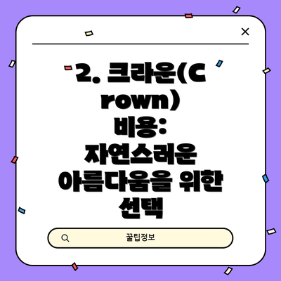 2. 크라운(Crown) 비용: 자연스러운 아름다움을 위한 선택