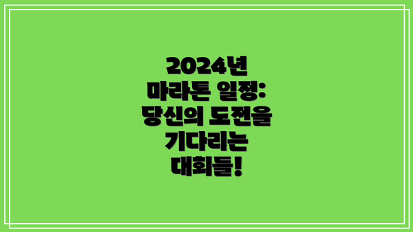2024년 마라톤 일정: 당신의 도전을 기다리는 대회들!