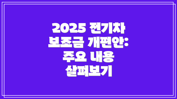 2025 전기차 보조금 개편안: 주요 내용 살펴보기