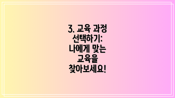 3. 교육 과정 선택하기: 나에게 맞는 교육을 찾아보세요!