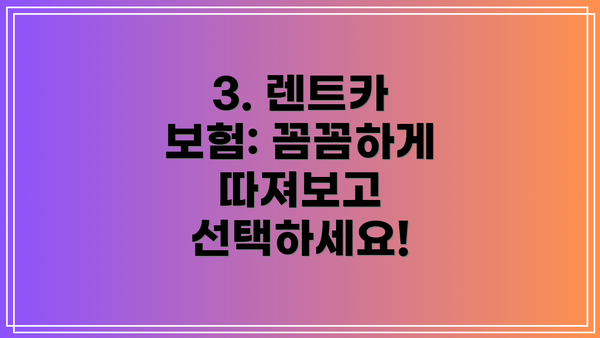 3. 렌트카 보험: 꼼꼼하게 따져보고 선택하세요!