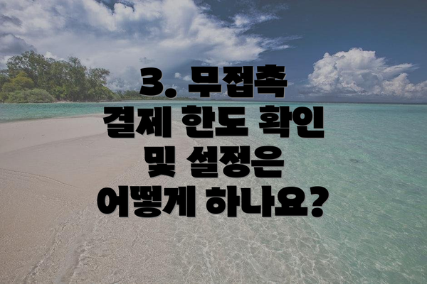 3. 무접촉 결제 한도 확인 및 설정은 어떻게 하나요?