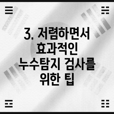 3. 저렴하면서 효과적인 누수탐지 검사를 위한 팁