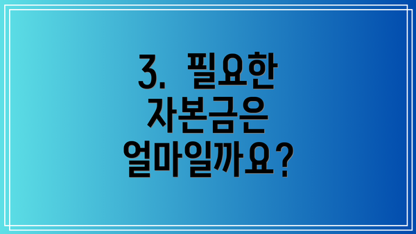 3.  필요한 자본금은 얼마일까요?