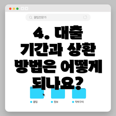 4. 대출 기간과 상환 방법은 어떻게 되나요?