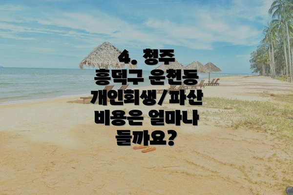 4. 청주 흥덕구 운천동 개인회생/파산 비용은 얼마나 들까요?