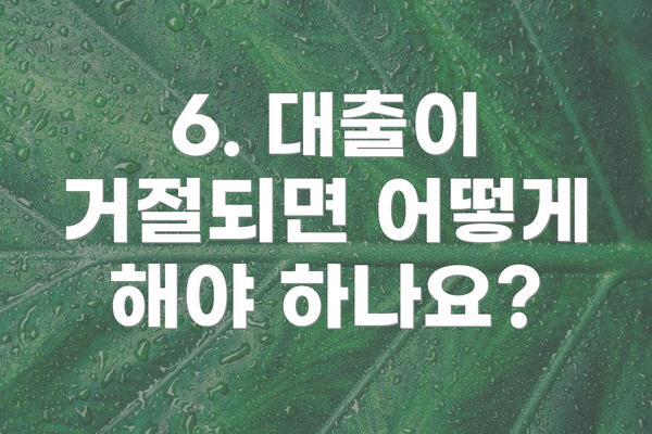 6. 대출이 거절되면 어떻게 해야 하나요?