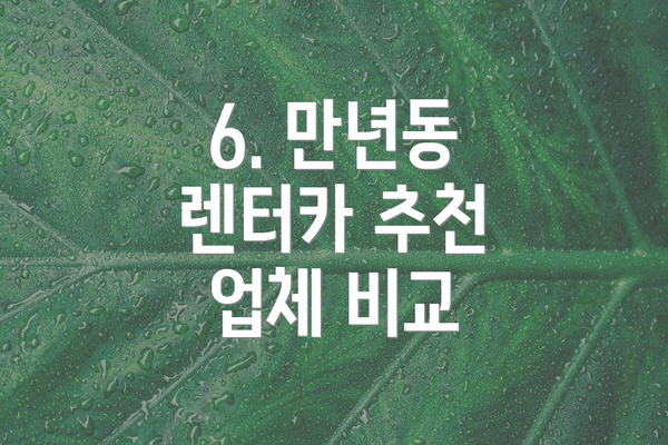 6. 만년동 렌터카 추천 업체 비교