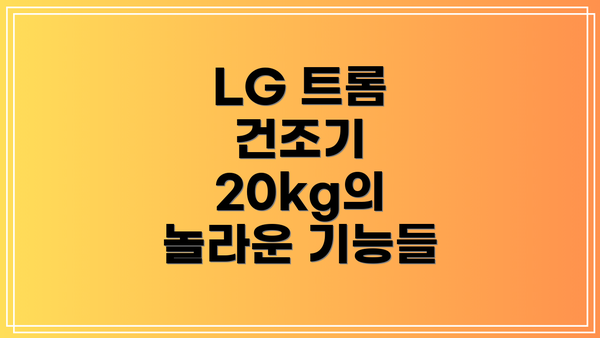 LG 트롬 건조기 20kg의 놀라운 기능들